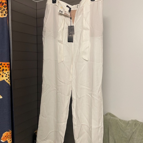 Size 6 NWT bcbg neon green pant and top, white linen, and anthropology dress - Picture 6 of 9